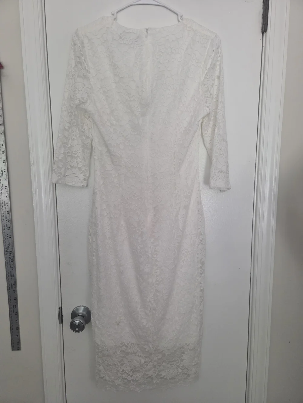Curlbiuty Cream Lace Midi Dress Medium V-Neck 3/4 Sleeve